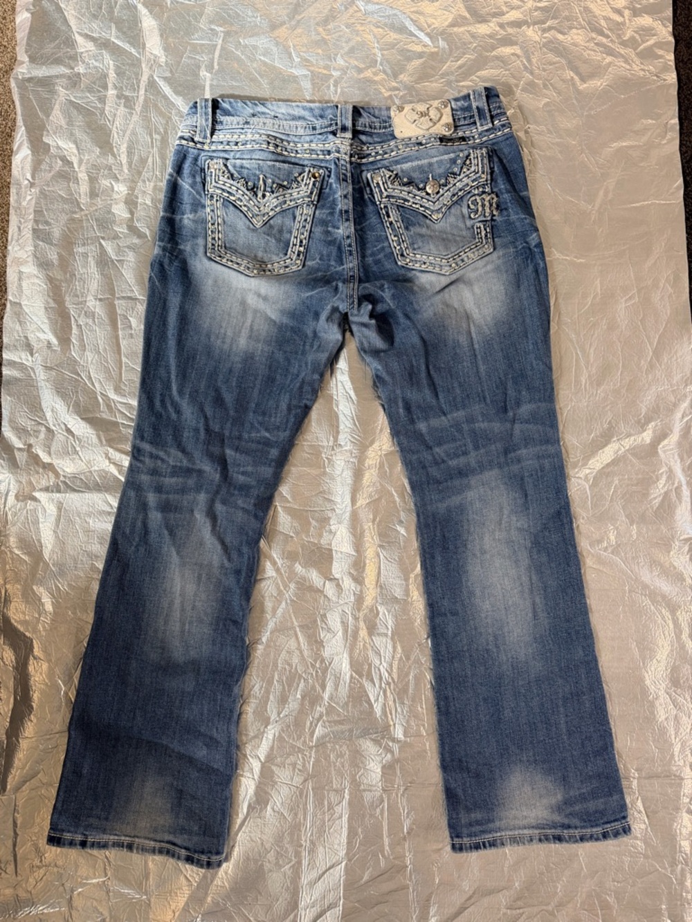 Miss Me Blue Bootcut Jeans with Embellished Back Pockets Size 30